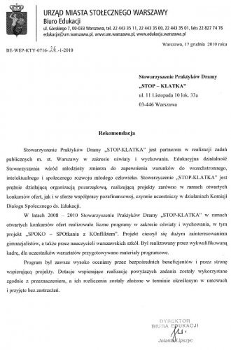 Rekomendacja Biura Edukacji