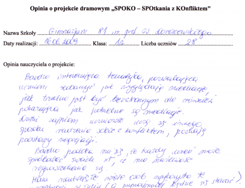 Opinia gimnazjum nr 81
