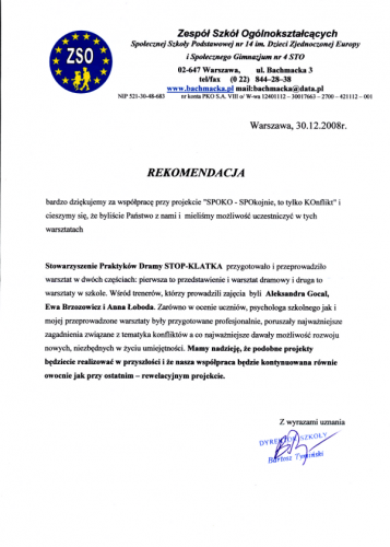 Rekomendacja gimnazjum nr 4